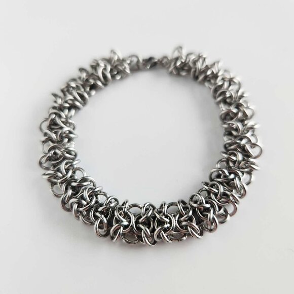 Vintage classic gothic silver orc weave bracelet - Picture 5 of 9